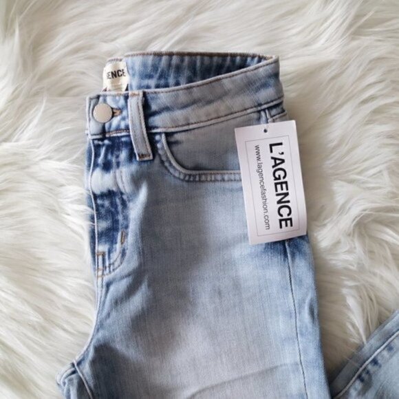 L'Agence Margot High Rise Light Blue Cropped Skinny Jeans NWT - Picture 3 of 6